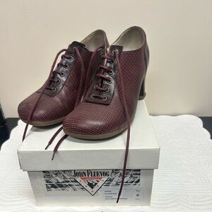 John Fluevog Women's Maroon Lace-Up Heels